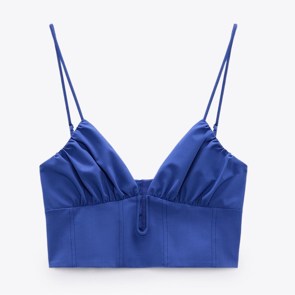 zara royal blue corset crop top